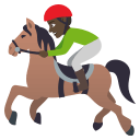 Horse Racing Emoji with Dark Skin Tone, Emoji One style