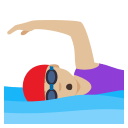 Woman Swimming Emoji with Medium-Light Skin Tone, Emoji One style