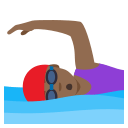 Woman Swimming Emoji with Medium-Dark Skin Tone, Emoji One style