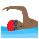 Man Swimming Emoji with Medium-Dark Skin Tone, Emoji One style