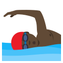 Man Swimming Emoji with Dark Skin Tone, Emoji One style