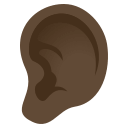 Ear Emoji with Dark Skin Tone, Emoji One style