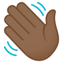 Waving Hand Emoji with Medium-Dark Skin Tone, Emoji One style