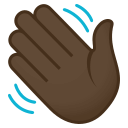Waving Hand Emoji with Dark Skin Tone, Emoji One style