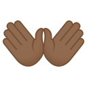 Open Hands Emoji with Medium-Dark Skin Tone, Emoji One style