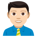 Man Office Worker Emoji with Light Skin Tone, Emoji One style