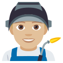 Man Factory Worker Emoji with Medium-Light Skin Tone, Emoji One style