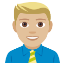 Man Office Worker Emoji with Medium-Light Skin Tone, Emoji One style