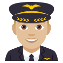 Man Pilot Emoji with Medium-Light Skin Tone, Emoji One style