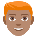 Man: Medium Skin Tone, Red Hair, Emoji One style