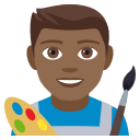 Man Artist Emoji with Medium-Dark Skin Tone, Emoji One style