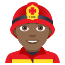 Man Firefighter Emoji with Medium-Dark Skin Tone, Emoji One style