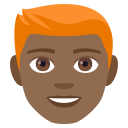 Man: Medium-Dark Skin Tone, Red Hair, Emoji One style