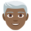 Man: Medium-Dark Skin Tone, White Hair, Emoji One style