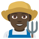 Man Farmer Emoji with Dark Skin Tone, Emoji One style