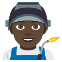 Man Factory Worker Emoji with Dark Skin Tone, Emoji One style