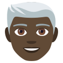 Man: Dark Skin Tone, White Hair, Emoji One style