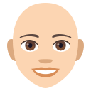 Woman: Light Skin Tone, Bald, Emoji One style
