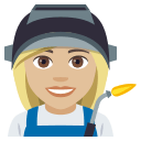 Woman Factory Worker Emoji with Medium-Light Skin Tone, Emoji One style