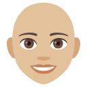 Woman: Medium-Light Skin Tone, Bald, Emoji One style