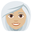 Woman: Medium-Light Skin Tone, White Hair, Emoji One style