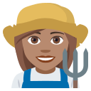 Woman Farmer Emoji with Medium Skin Tone, Emoji One style