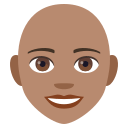 Woman: Medium Skin Tone, Bald, Emoji One style