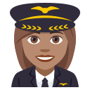 Woman Pilot Emoji with Medium Skin Tone, Emoji One style