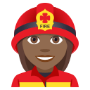 Woman Firefighter Emoji with Medium-Dark Skin Tone, Emoji One style