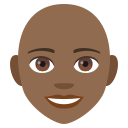 Woman: Medium-Dark Skin Tone, Bald, Emoji One style