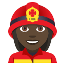 Woman Firefighter Emoji with Dark Skin Tone, Emoji One style