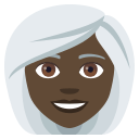 Woman: Dark Skin Tone, White Hair, Emoji One style