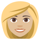 Woman: Medium-Light Skin Tone, Blond Hair, Emoji One style