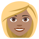 Woman: Medium Skin Tone, Blond Hair, Emoji One style