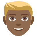 Person: Medium-Dark Skin Tone, Blond Hair, Emoji One style