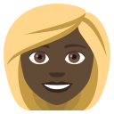 Woman: Dark Skin Tone, Blond Hair, Emoji One style