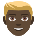 Man: Dark Skin Tone, Blond Hair, Emoji One style