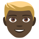 Person: Dark Skin Tone, Blond Hair, Emoji One style