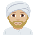 Man Wearing Turban Emoji with Medium-Light Skin Tone, Emoji One style