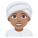 Woman Wearing Turban Emoji with Medium Skin Tone, Emoji One style