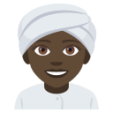 Woman Wearing Turban Emoji with Dark Skin Tone, Emoji One style