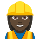 Woman Construction Worker Emoji with Dark Skin Tone, Emoji One style