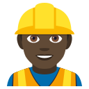 Man Construction Worker Emoji with Dark Skin Tone, Emoji One style