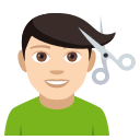 Man Getting Haircut Emoji with Light Skin Tone, Emoji One style