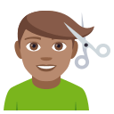 Man Getting Haircut Emoji with Medium Skin Tone, Emoji One style