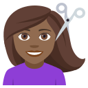 Woman Getting Haircut Emoji with Medium-Dark Skin Tone, Emoji One style