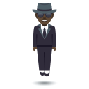 Man in Suit Levitating Emoji with Dark Skin Tone, Emoji One style