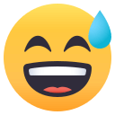 Grinning Face with Sweat Emoji, Emoji One style