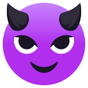 Smiling Face with Horns Emoji, Emoji One style