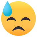 Downcast Face with Sweat Emoji, Emoji One style